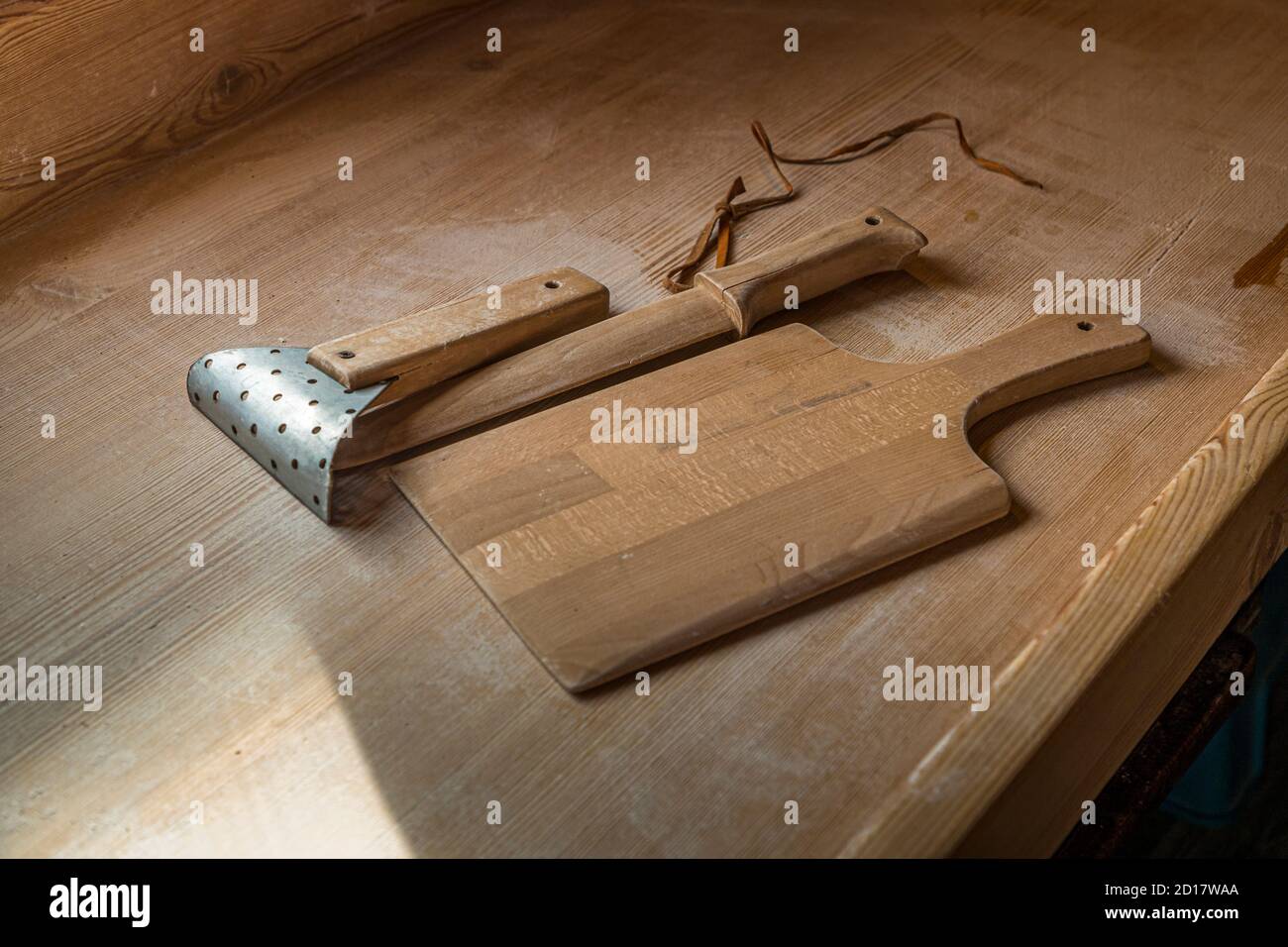 Walliser Roggenbrot-Backwerkstatt in Goppenstein-Erschmatt, Schweiz Stockfoto