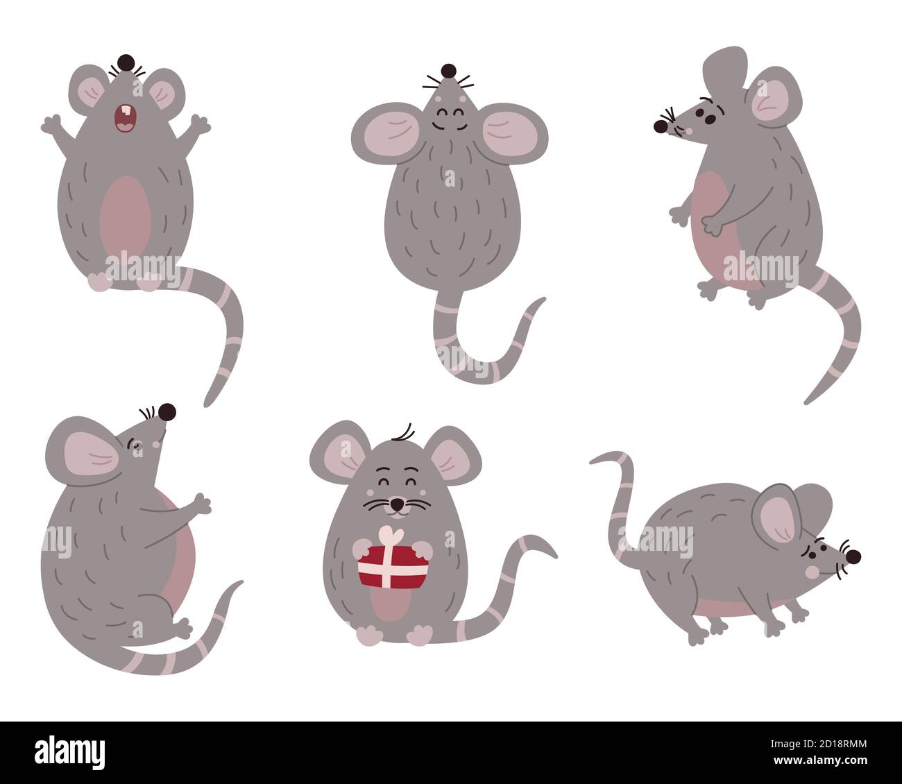Nette Maus in verschiedenen Pose. Vektorgrafik Stockfoto