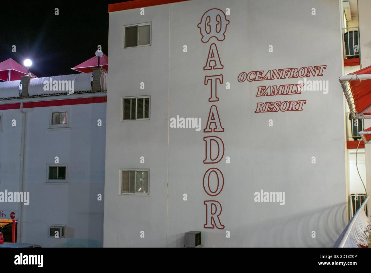 WILDWOOD, NEW JERSEY - September 16 2020: Ein Wandschild des lokal berühmten Matador Oceanfront Resort Stockfoto