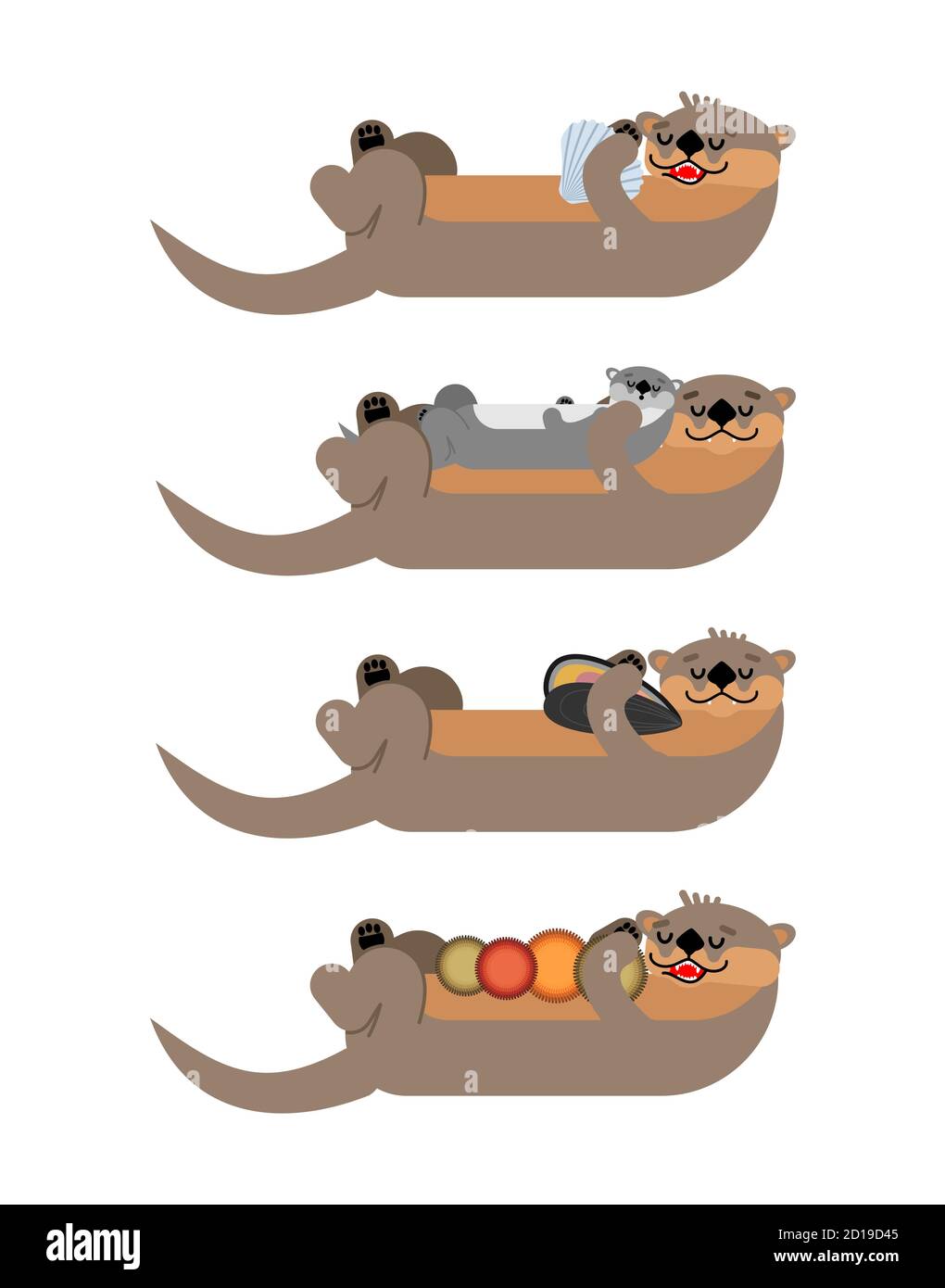 Otterset. Seeotter schwimmt. vektor-Illustration Stock Vektor