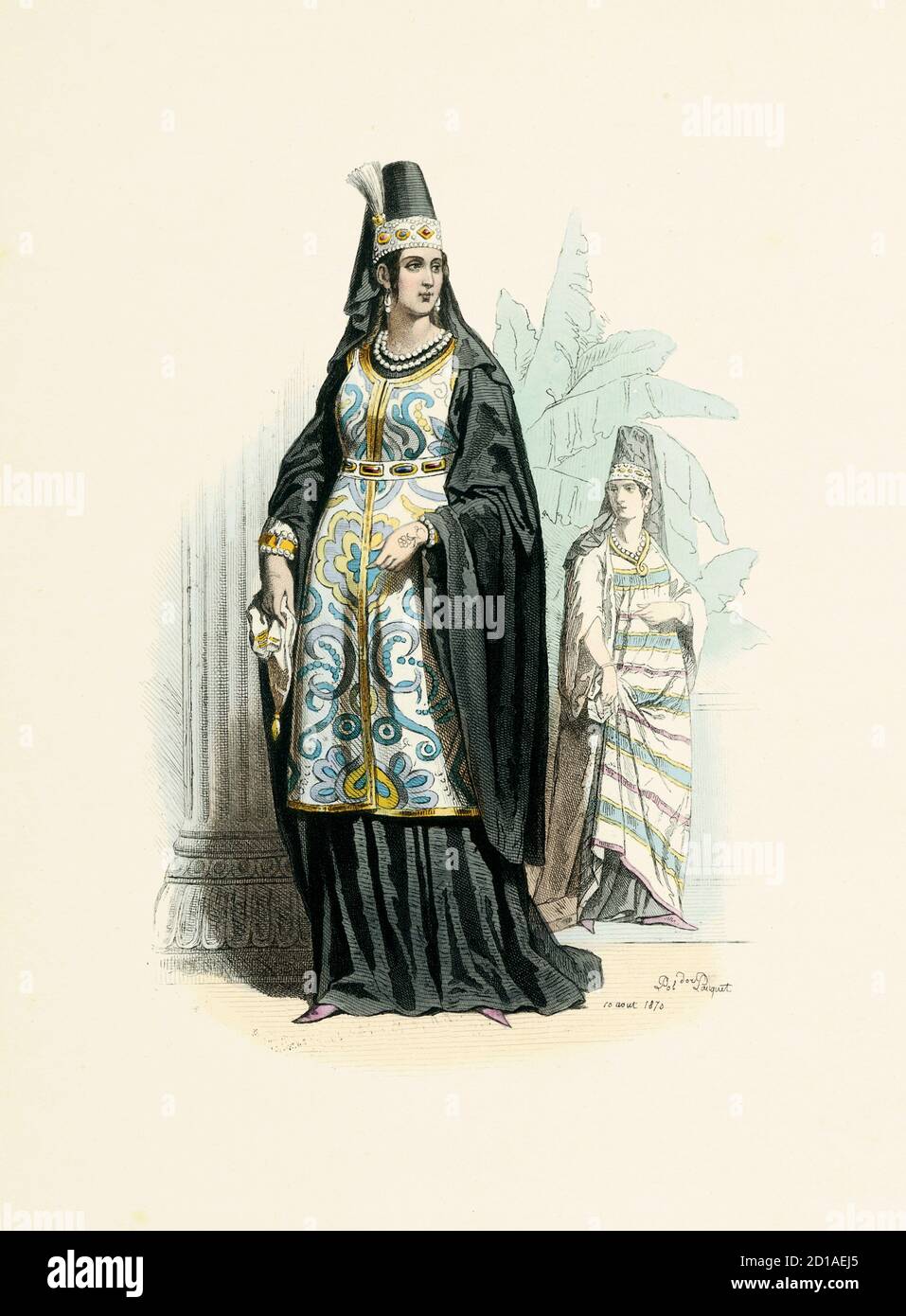 Porträt der arabischen Frau 1782, handkolorierter Stich von H. Pauquet. Veröffentlicht im Buch Modes et Costumes Historiques Dessines et Graves par Stockfoto