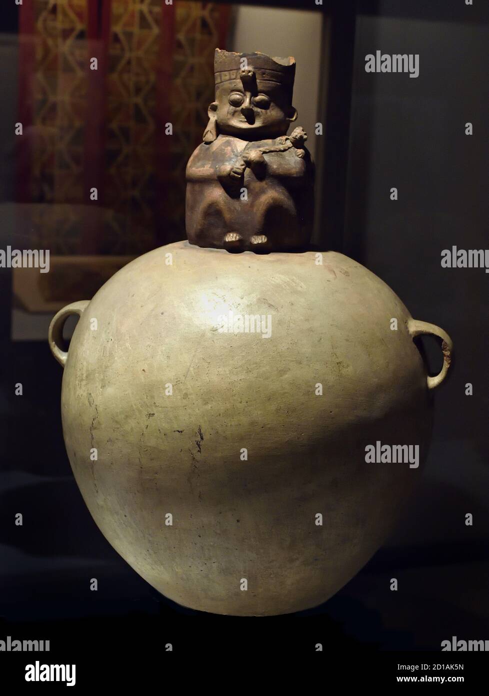 Große Halsvase kugelförmige anthropomorphe - Peru, Peruvian, Chancay Culture 1100 1450 Peruvian, Peru, Amerika, Stockfoto