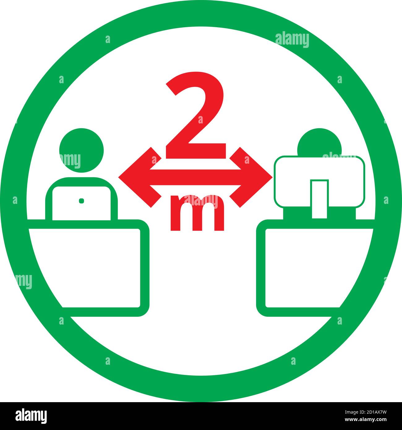 Halten Sie die soziale Distanz zwischen den Kollegen am Arbeitsplatz aufrecht Stock Vektor