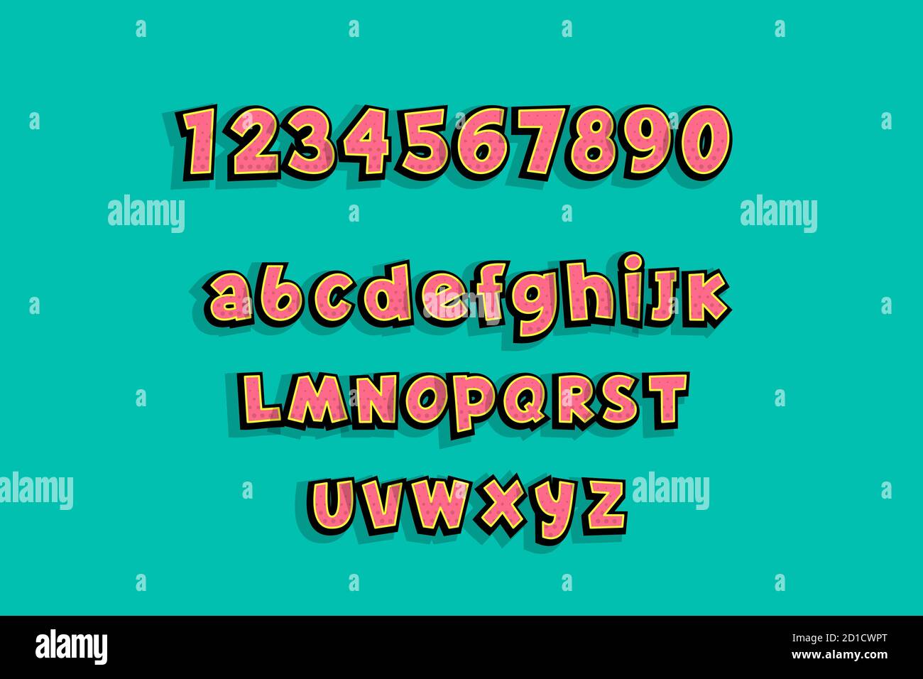Kleinbuchstaben Comic-Text Alphabet Pop Art Stock Vektor