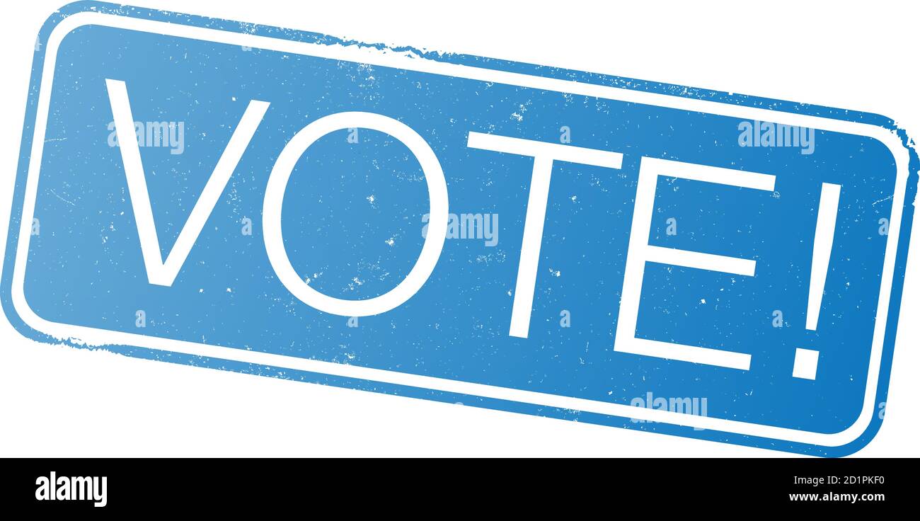 Grungy blaue STIMME Gummi Stempel isoliert auf weißen Vektor-Illustration Stock Vektor