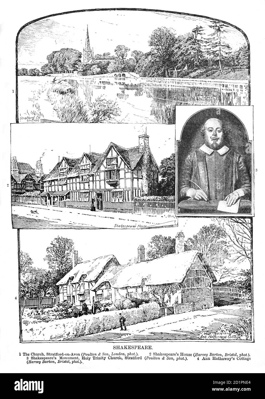 Eine Collage aus dem späten 19. Jahrhundert, die verschiedene Aspekte des illustriert Das Leben von William Shakespeare Stockfoto