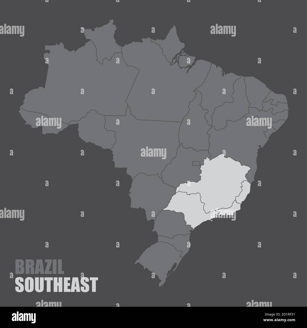 Karte der Region Brasilien Südost Stock Vektor
