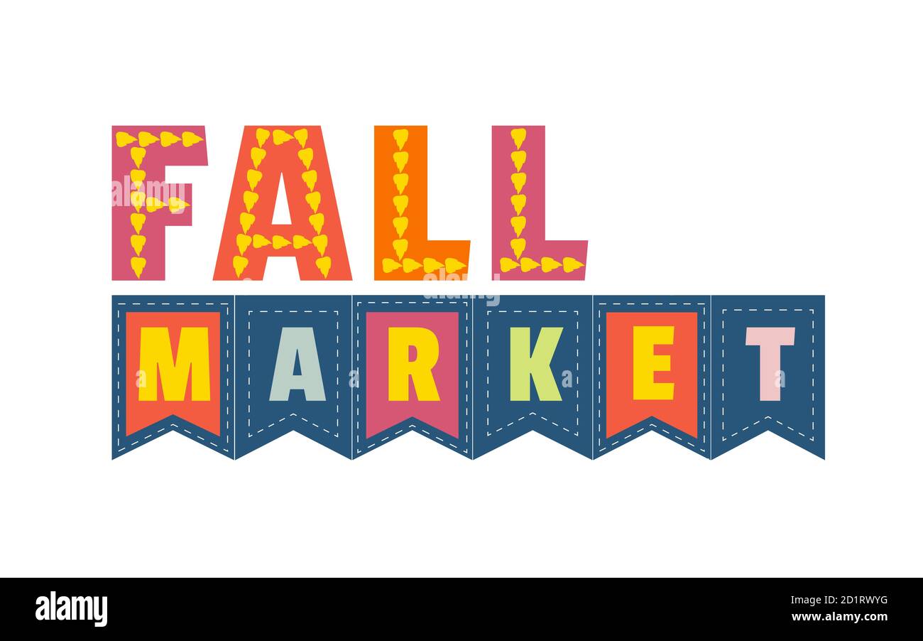 Herbstmarkt Text auf Flaggen Schild Stock Vektor