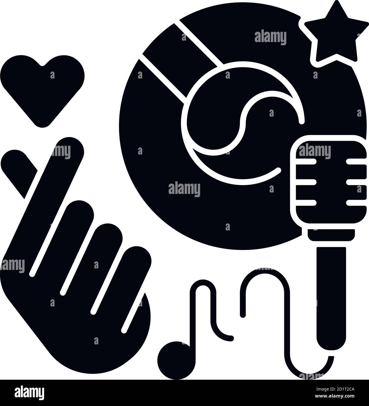 K POP schwarzes Glyphensymbol Stock Vektor