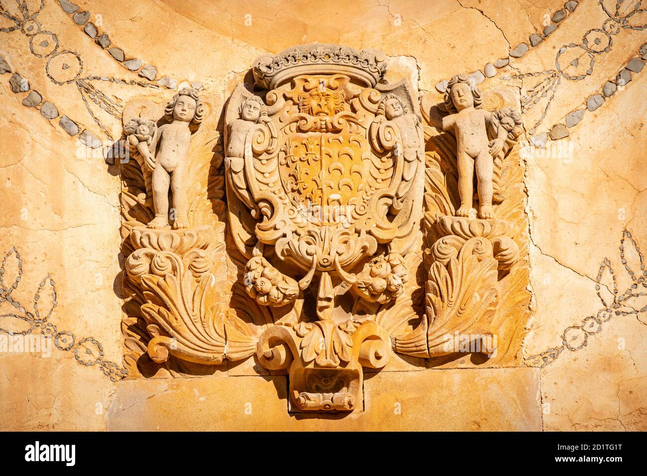 Escudo de los Zaforteza, Galatzó, Calviá, Sierra de Tramuntana, Mallorca, Balearen, Spanien Stockfoto