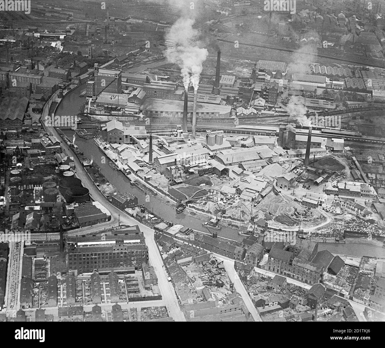 EARLES ZEMENTWERK, Wilmington, Hulll. Eine bahnbrechende Zementfabrik, die 1821 von George und Thomas Earle am Fluss Hull gegründet wurde. Die Wilmington Werke wurden schließlich Teil der Blue Circle Industries, wurden aber jetzt abgerissen. Fotografiert im Jahr 1924. Aerofilms Kollektion. Stockfoto