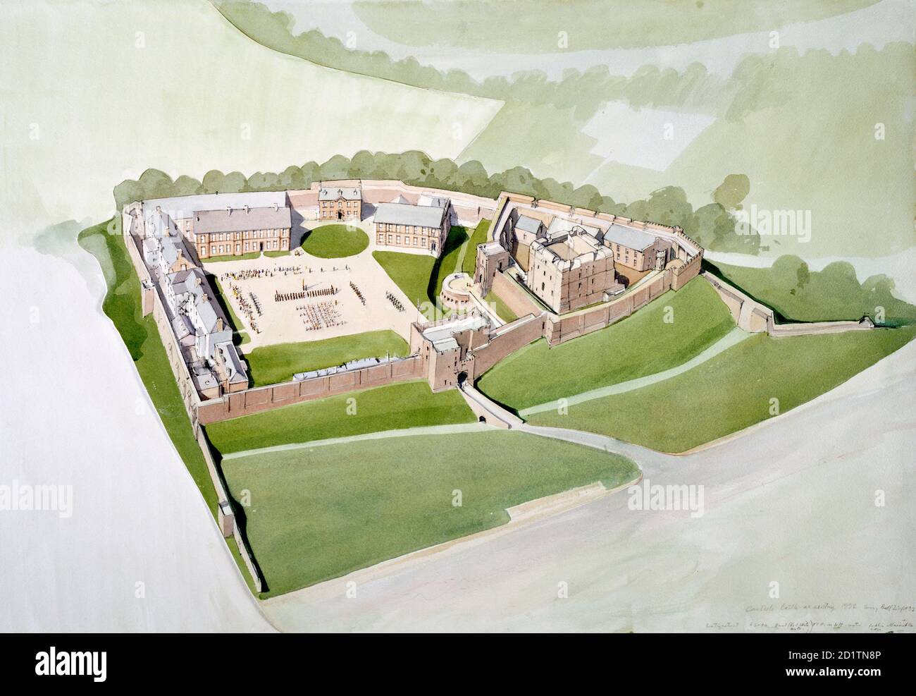 CARLISLE CASTLE, Cumbria. 1992 Luftansicht. Eine Rekonstruktionszeichnung von Terry Ball (English Heritage Graphics Team). Stockfoto CARLISLE CASTLE, Cumbria. 1992 Luftansicht. Eine Rekonstruktionszeichnung von Terry Ball (English Heritage Graphics Team). Stockfoto
