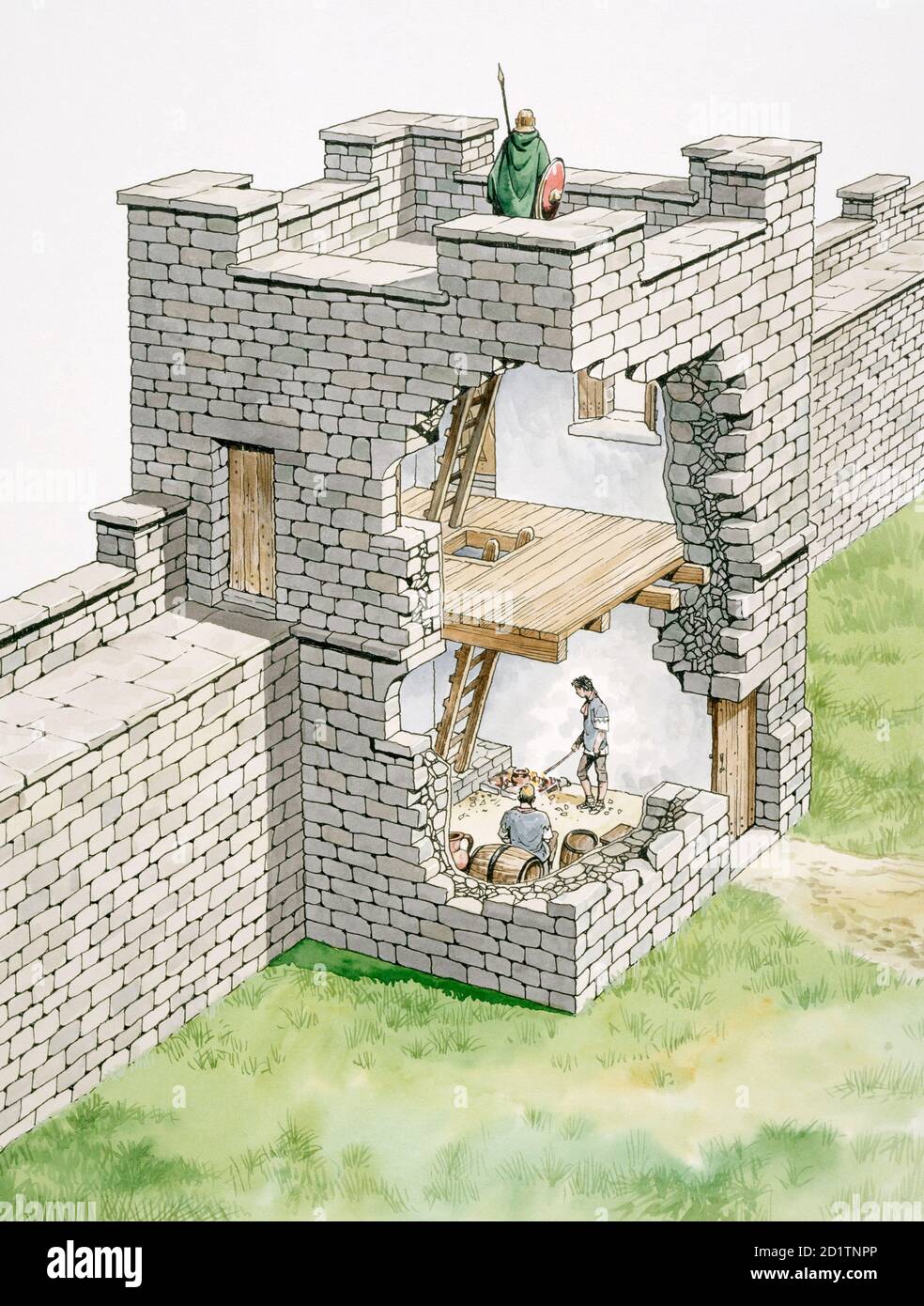 HADRIANS MAUER: BANKS EAST TURRET, CUMBRIA. Schnittzeichnung der Rekonstruktion von Philip Corke. Stockfoto HADRIANS MAUER: BANKS EAST TURRET, CUMBRIA. Schnittzeichnung der Rekonstruktion von Philip Corke. Stockfoto