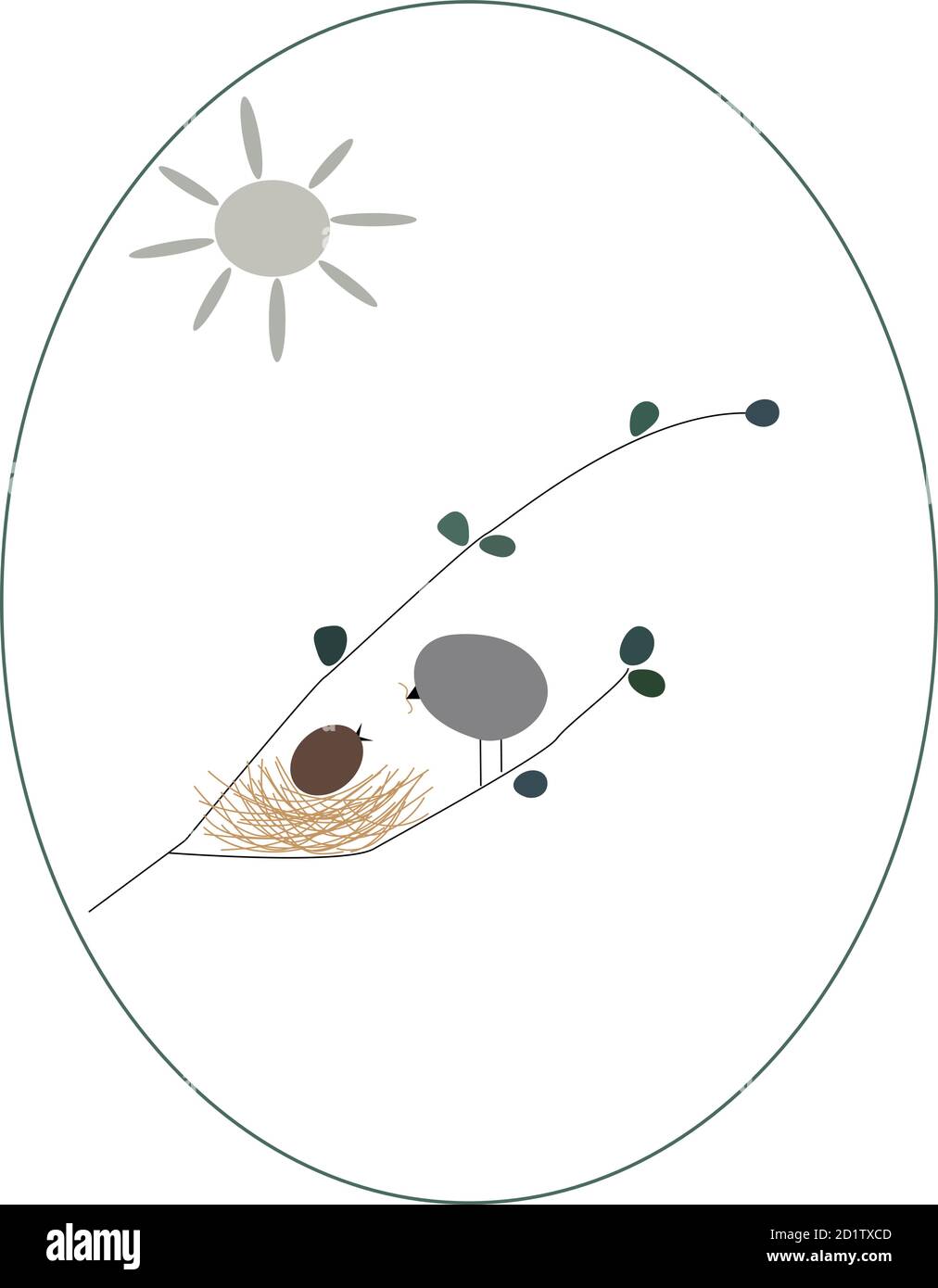 Niedliche kleine Vögel, das ist Frühling. Vektorzeichnung. Postkarte. Abstraktion. Stock Vektor