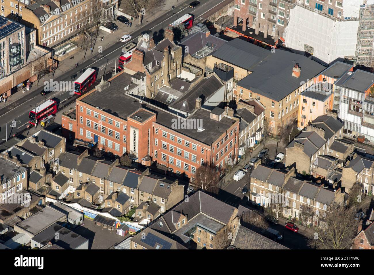 The Walworth Clinic, Walworth, London, 2018, Großbritannien. Luftaufnahme. Stockfoto