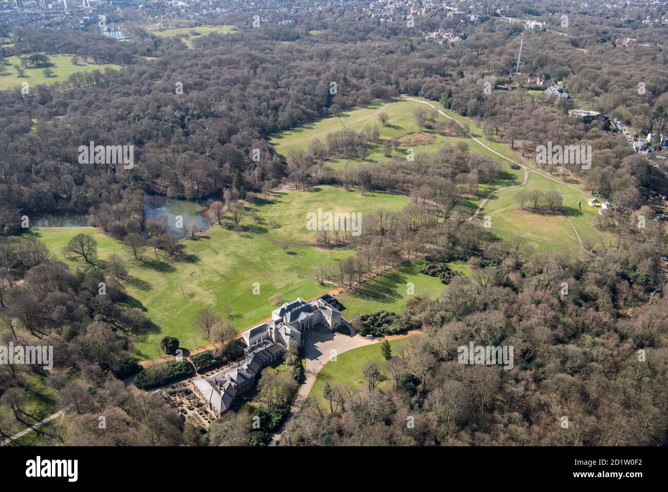 Kenwood House and Estate, Hampstead Heath, London, 2018, Großbritannien. Luftaufnahme. Stockfoto