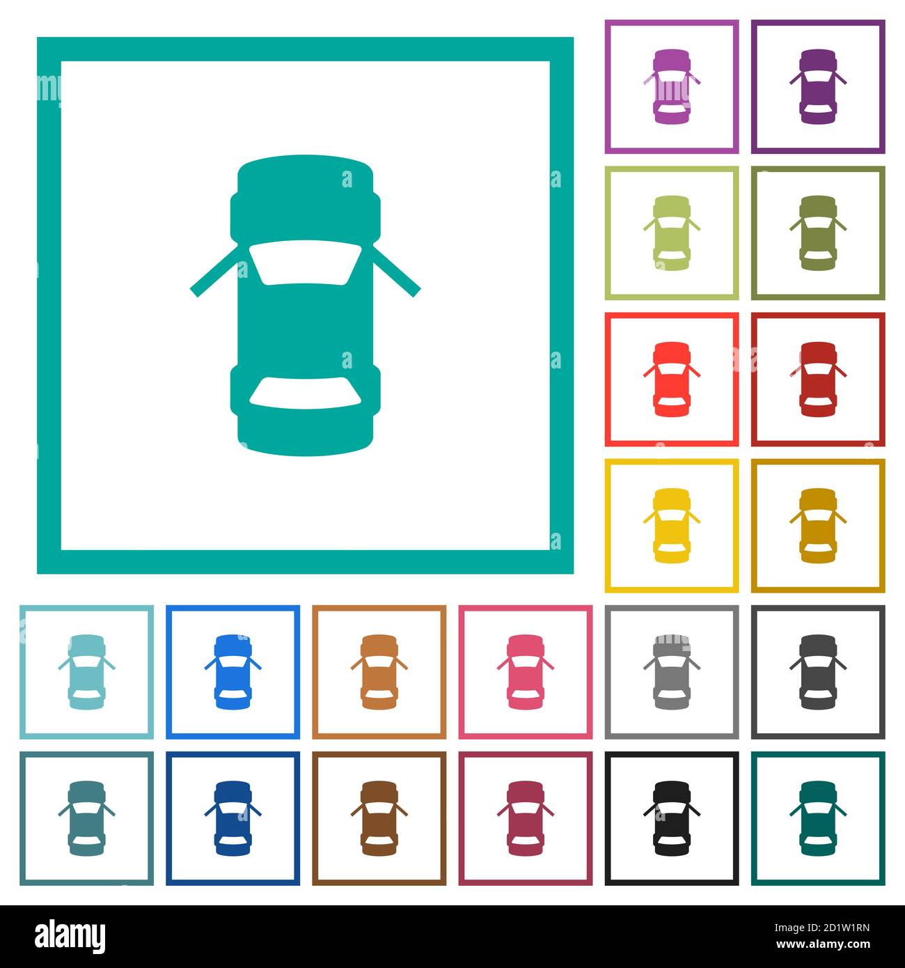 Auto öffnen Vordertüren Armaturenbrett Anzeige flache Farbe Symbole mit quadrant-Rahmen auf weißem Hintergrund Stock Vektor Auto öffnen Vordertüren Armaturenbrett Anzeige flache Farbe Symbole mit quadrant-Rahmen auf weißem Hintergrund Stock Vektor
