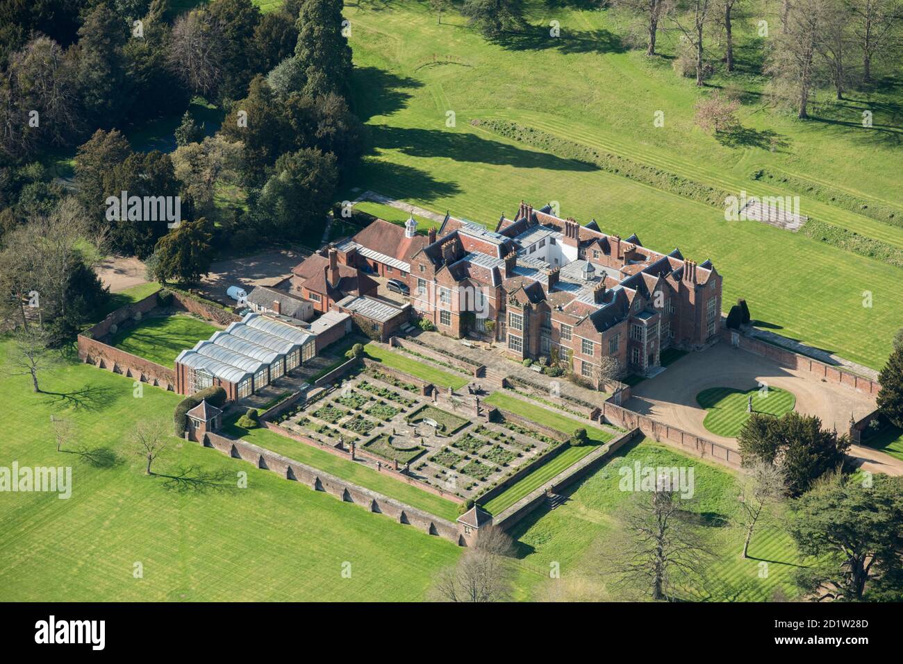 Chequers, offizieller Wohnsitz des Premierministers des Vereinigten Königreichs, Ellesborough, Buckinghamshire, Großbritannien. Luftaufnahme. Stockfoto