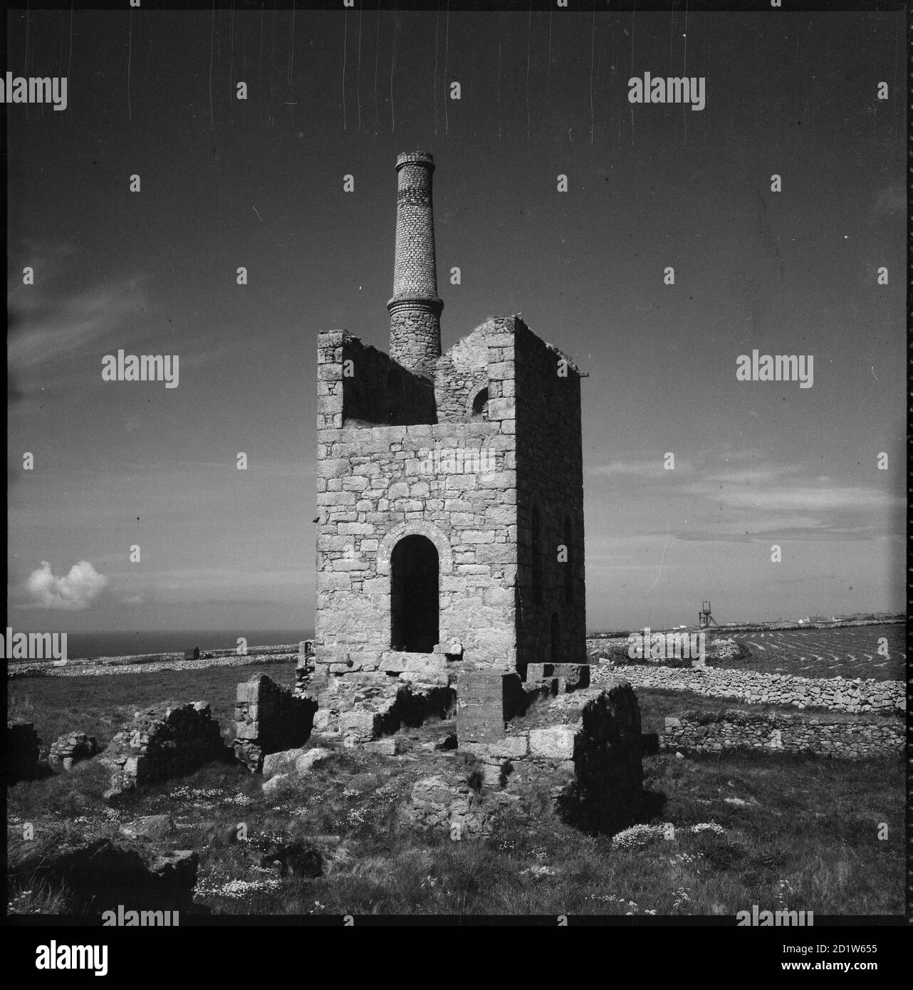 Higher Levant Mine, Engine House, Levant Road, Trewellard, St. Just, Cornwall, Großbritannien. Stockfoto