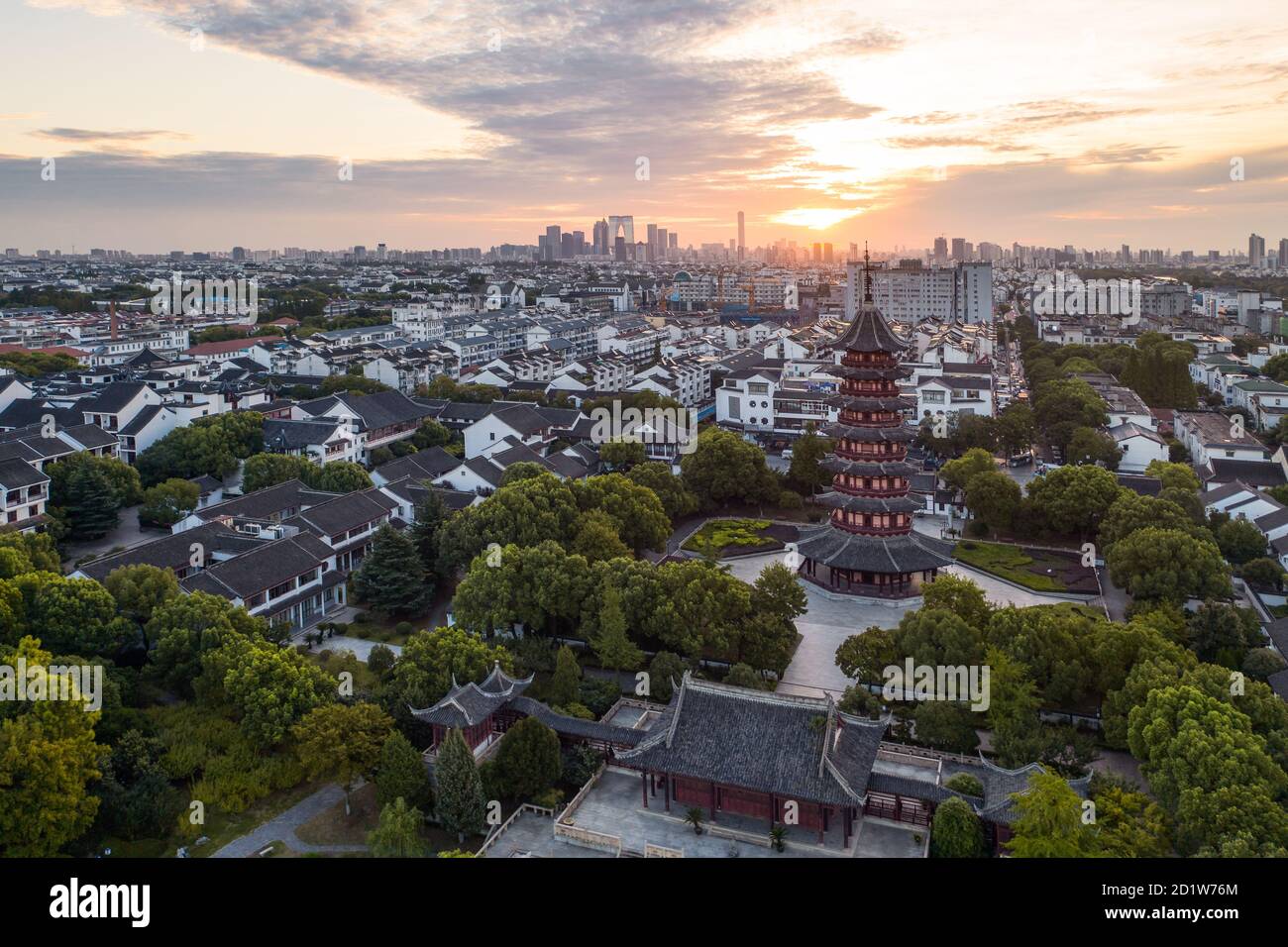 Altstadt, klassische Vintage-Architektur. Foto in Suzhou, China. Stockfoto