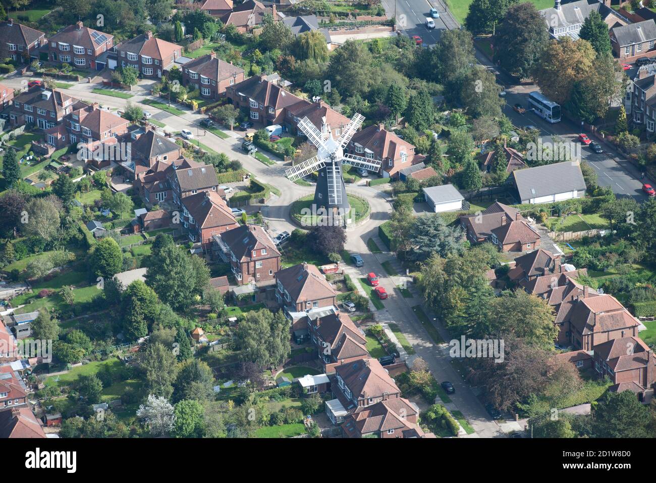 Holgate Windmill, York. Luftaufnahme. Stockfoto