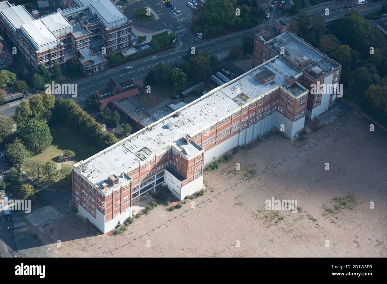 Ehemalige Rowntree-Fabrik, York. Luftaufnahme. Stockfoto