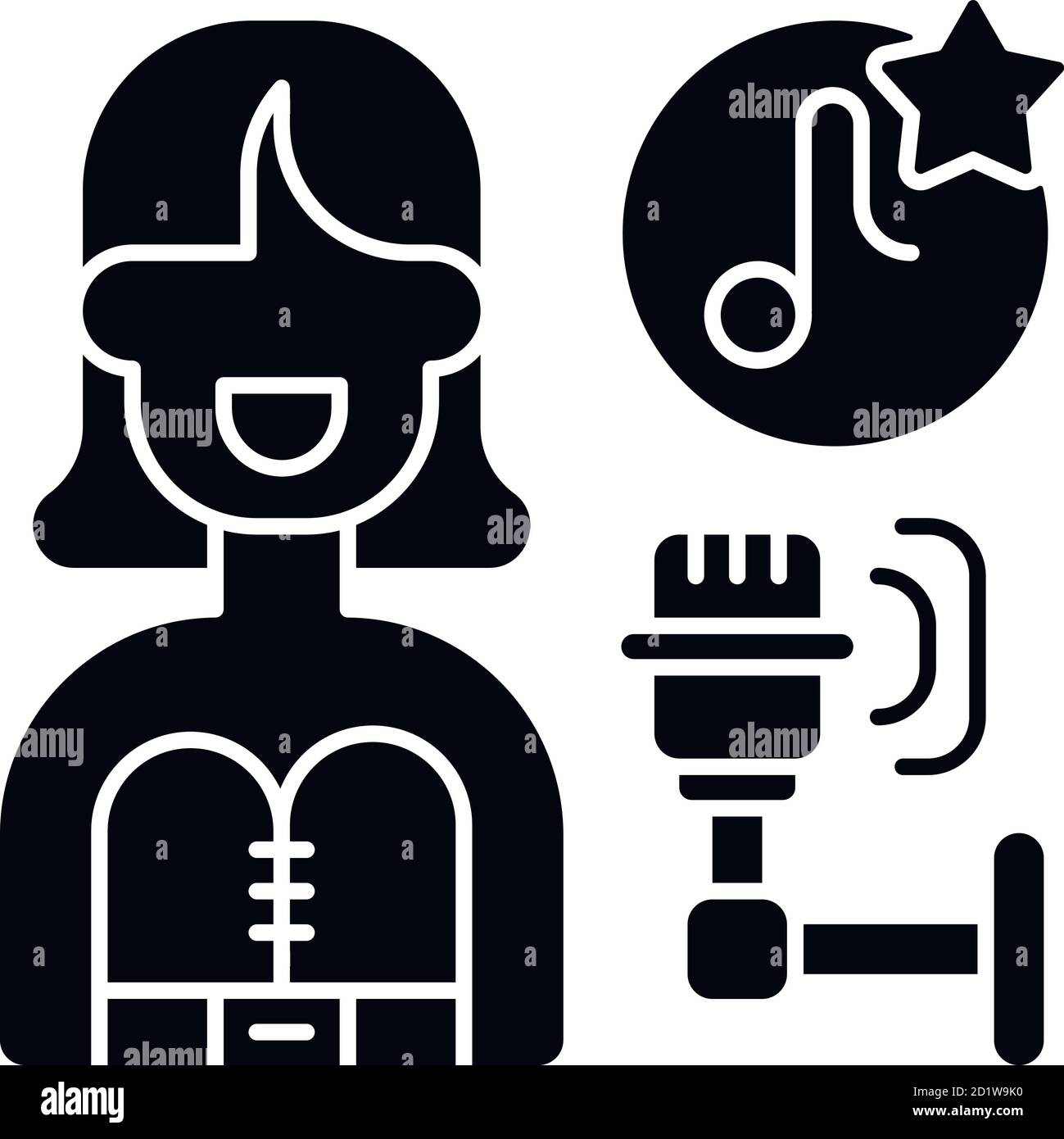 Pop-Musik schwarzes Glyphsymbol Stock Vektor