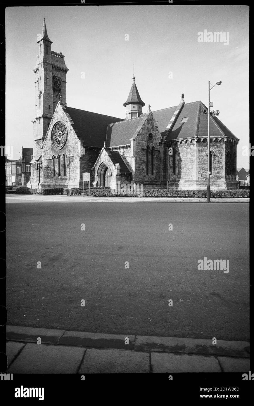 Christ Church, Church Square, West Hartlepool, Hartlepool. Eine Außenansicht der Christ Church, jetzt eine Kunstgalerie, von Südosten aus gesehen und zeigt die östliche Apsidade Stockfoto