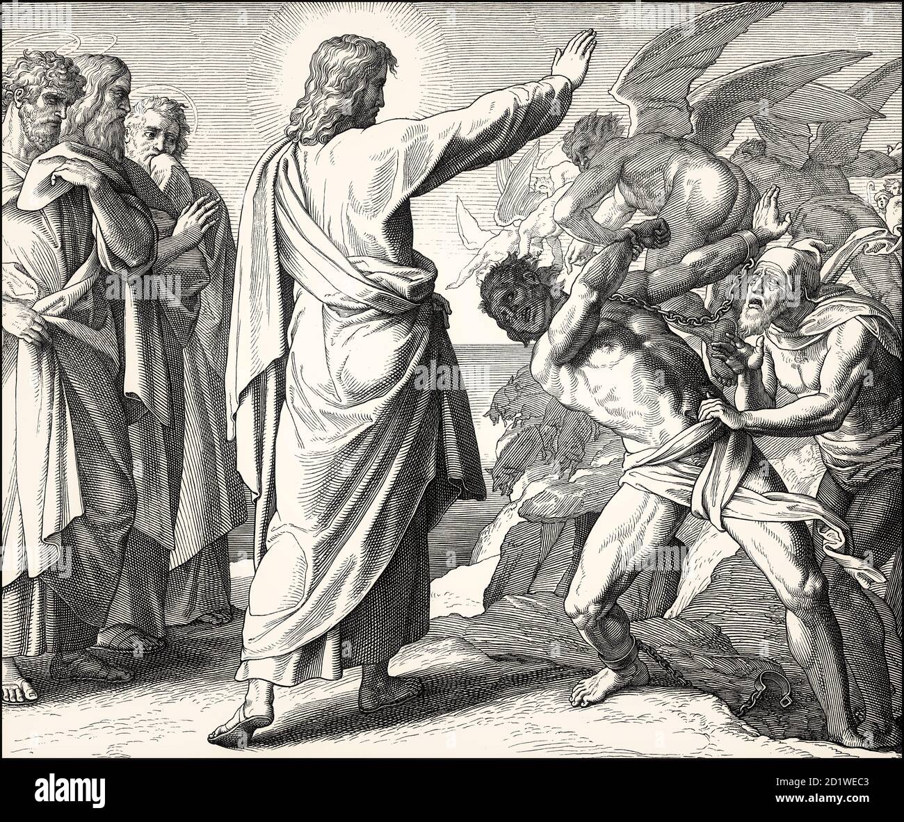 Der Exorzismus der Gerasene dämoniac, Neues Testament, von Julius Schnorr von Carolsfeld, 1860 Stockfoto