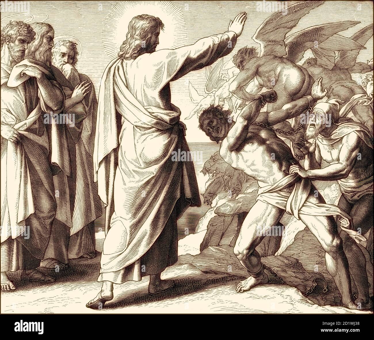 Der Exorzismus der Gerasene dämoniac, Neues Testament, von Julius Schnorr von Carolsfeld, 1860 Stockfoto