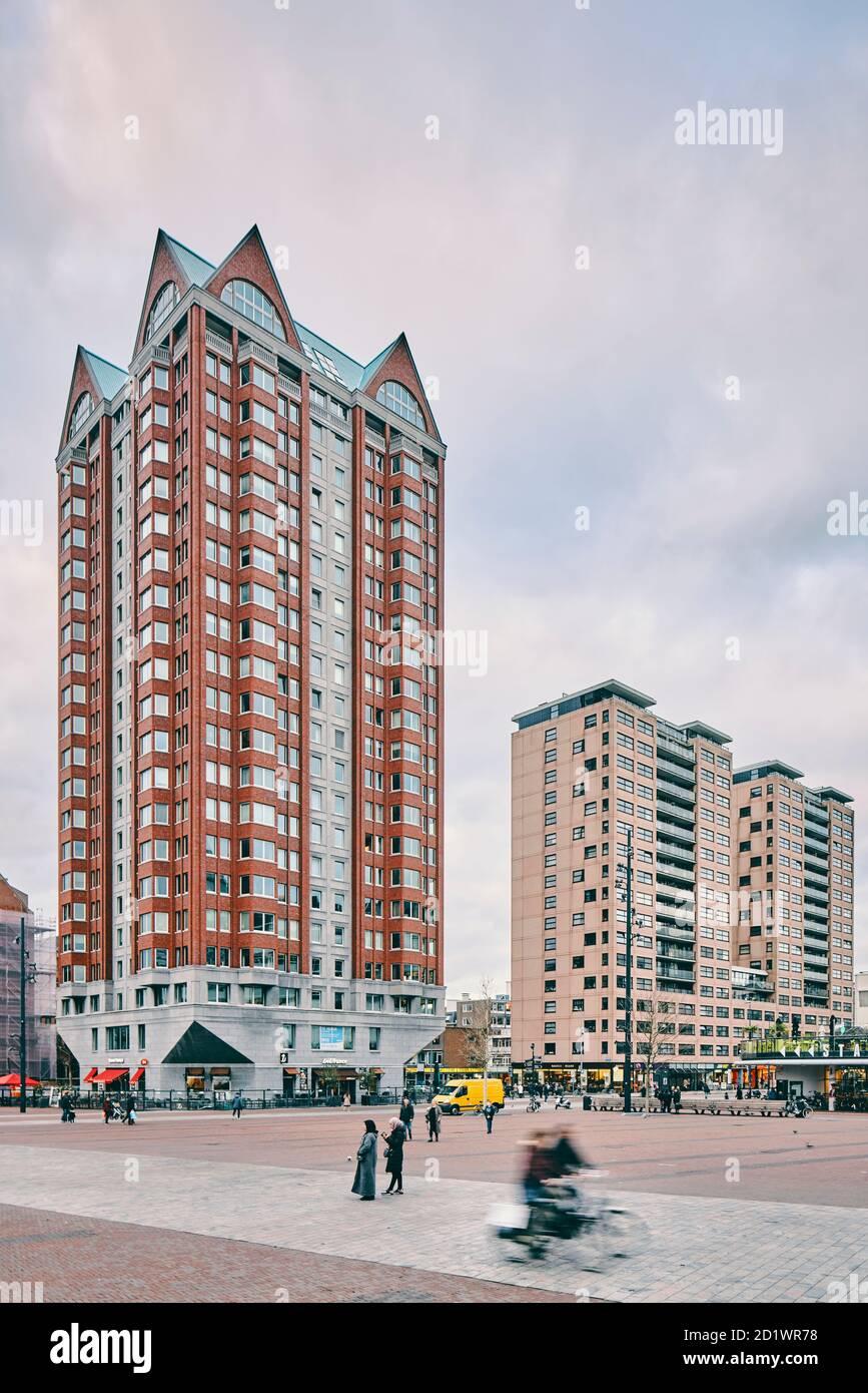 De Statendam, Botersloot, ein Wohn- und Geschäftshaus im Zentrum von Rotterdam, Niederlande. Fertiggestellt im Jahr 2009.. Stockfoto