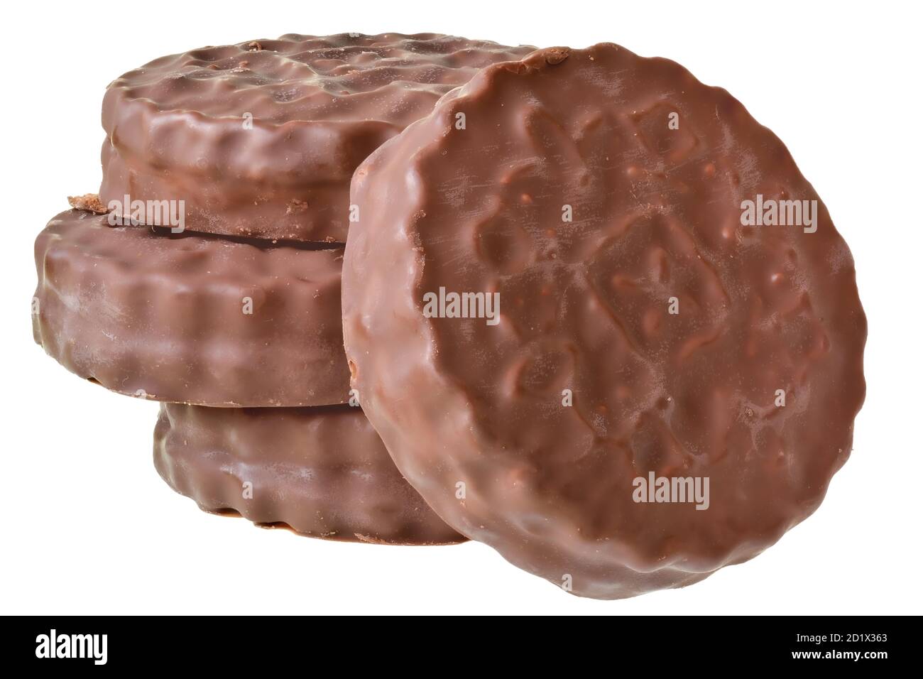 Shortbread Cookie Sandwich in Schokoladeneisung isoliert auf weißem Hintergrund. Stockfoto