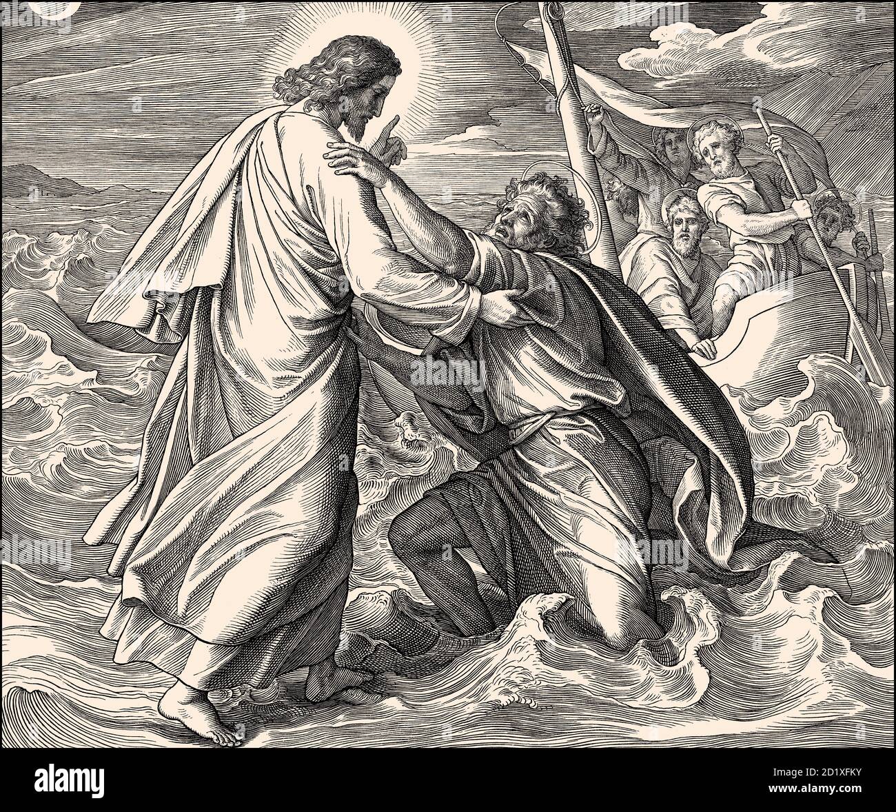 Jesus auf dem Wasser, Neues Testament, von Julius Schnorr von Carolsfeld, 1860 Stockfoto