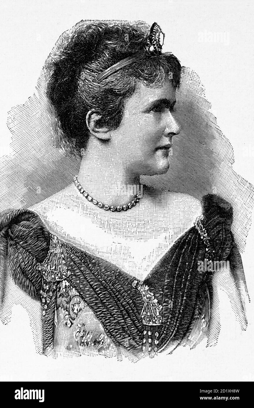 Elisabeth von Wied, Königin Gemahlin von Rumänien. Schriftsteller, literarischer Name Carmen Sylva. Frau von König Carol I. 1843-1916. Antike Illustration. 1894. Stockfoto