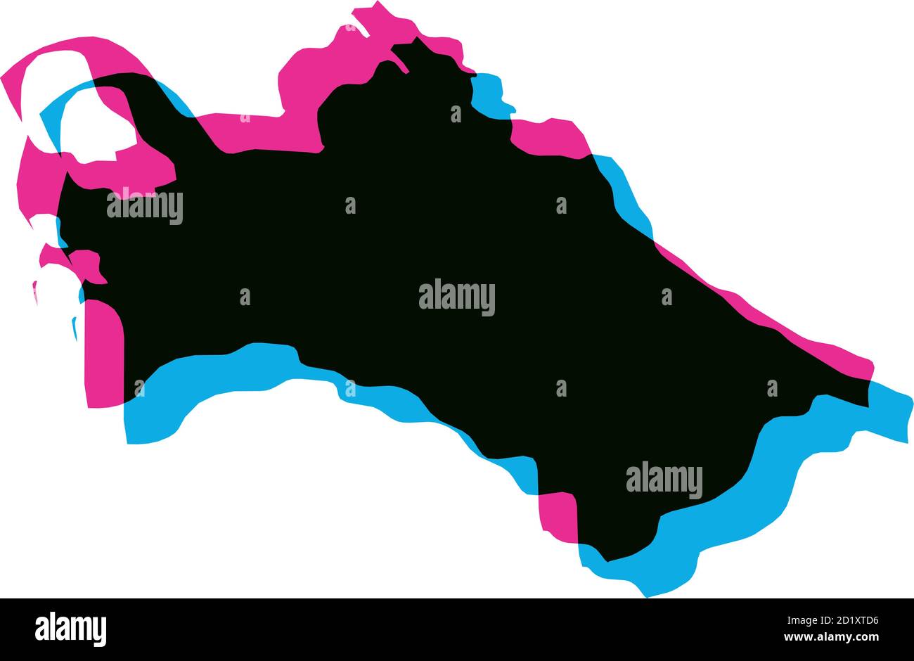 Turkmenistan Land Silhouette mit chromatischer Aberration Effekt. Stock Vektor