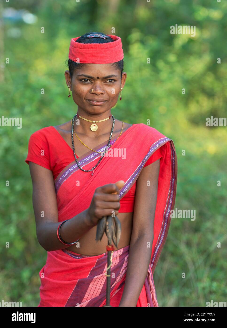 Tribal Dame Porträt, Dussera, Chattisgarh, Indien Stockfoto