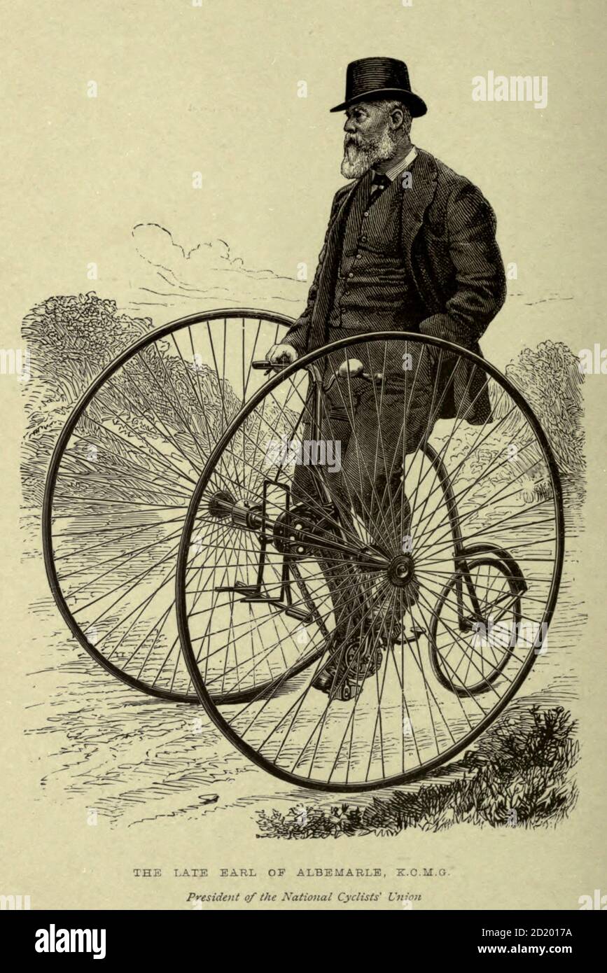 Radsport nach rechts Hon. Earl of Albemarle, William Coutts Keppel, (1832-1894) und George Lacy Hillier (1856-1941); Joseph Pennell (1857-1926) Publiziert von London und Bombay : Longmans, Green and co. In 1896. Die Badminton Library Stockfoto