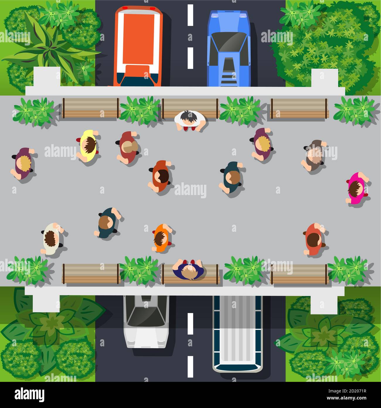 Ein Blick von oben ist ein Stadtplan von Ein Stadtpark Stock Vektor