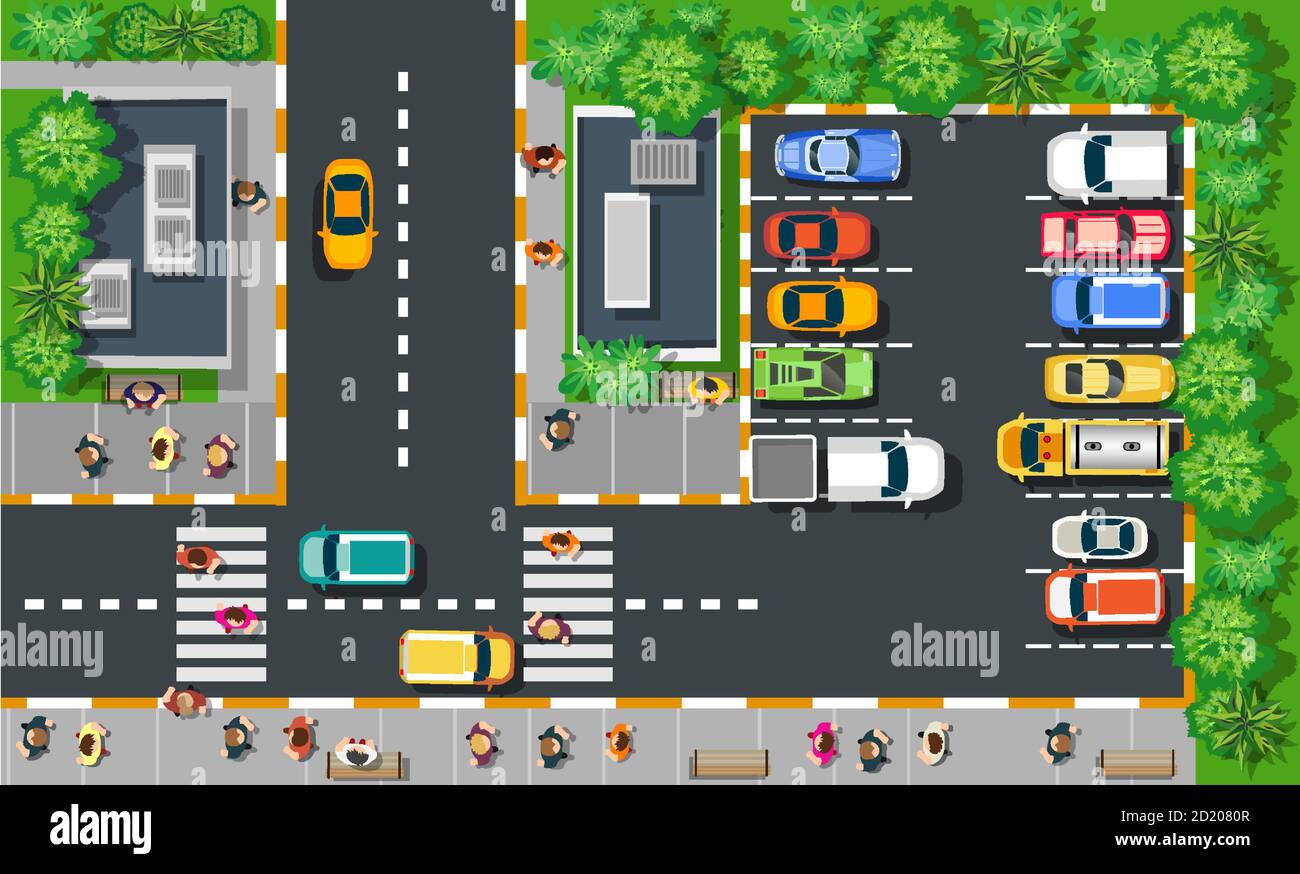 Ein Blick von oben ist ein Stadtplan von Ein Stadtpark Stock Vektor