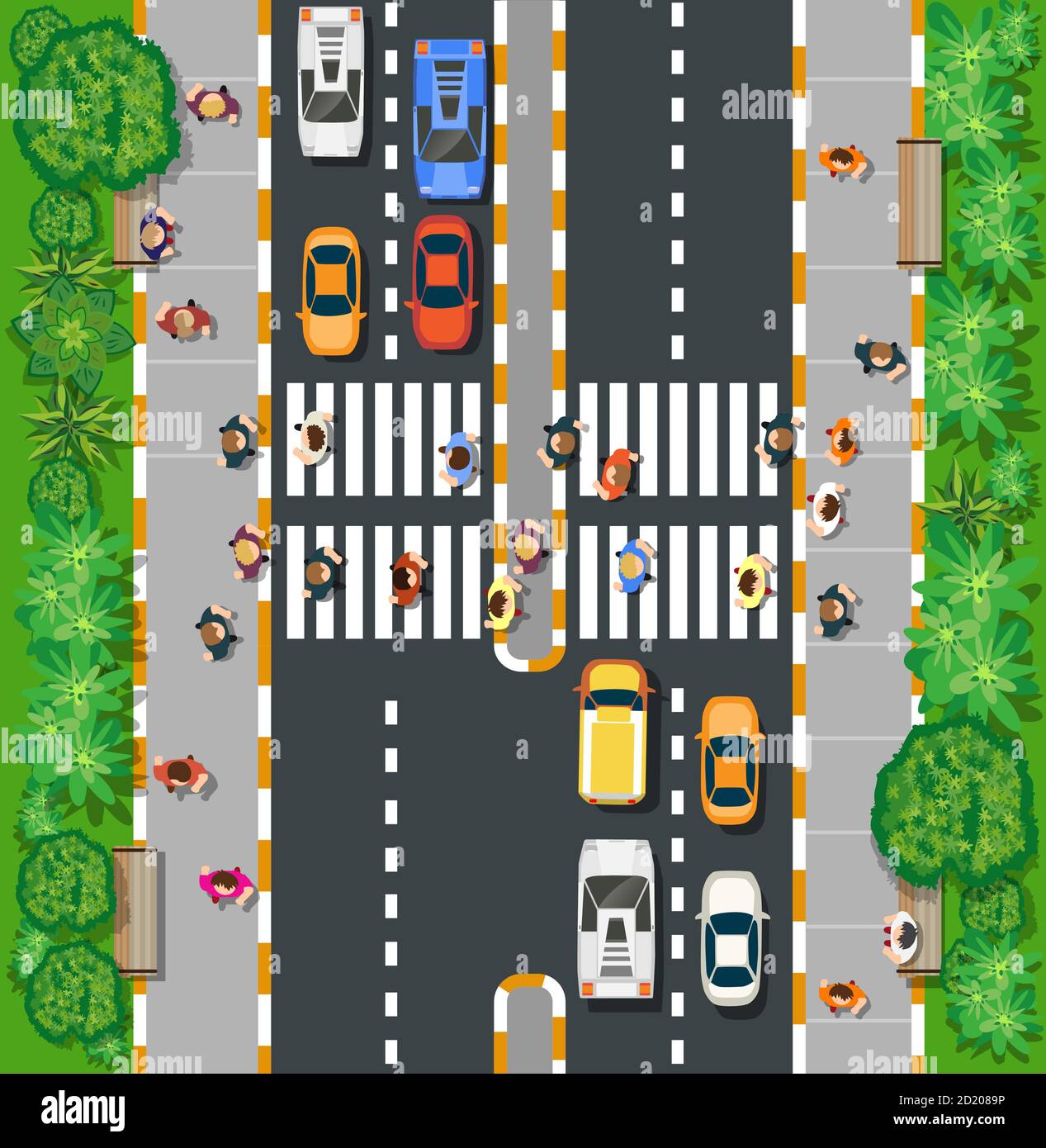 Ein Blick von oben ist ein Stadtplan von Ein Stadtpark Stock Vektor