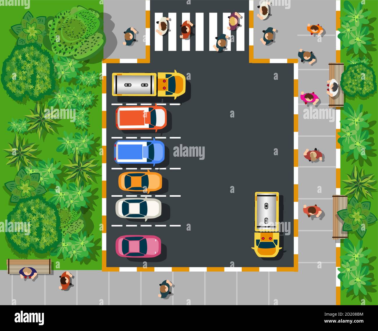 Ein Blick von oben ist ein Stadtplan von Ein Stadtpark Stock Vektor