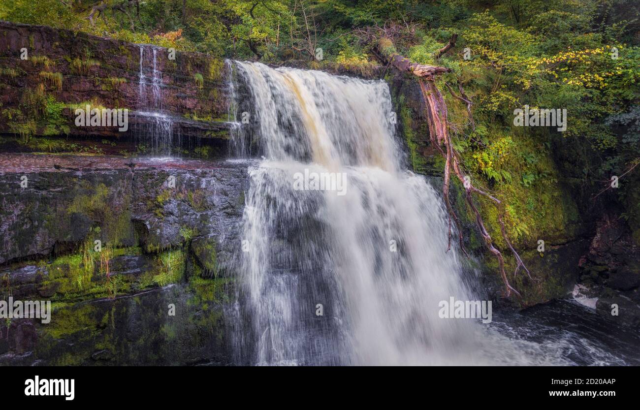 Der Wasserfall Sgwd Clun Gwyn Stockfoto