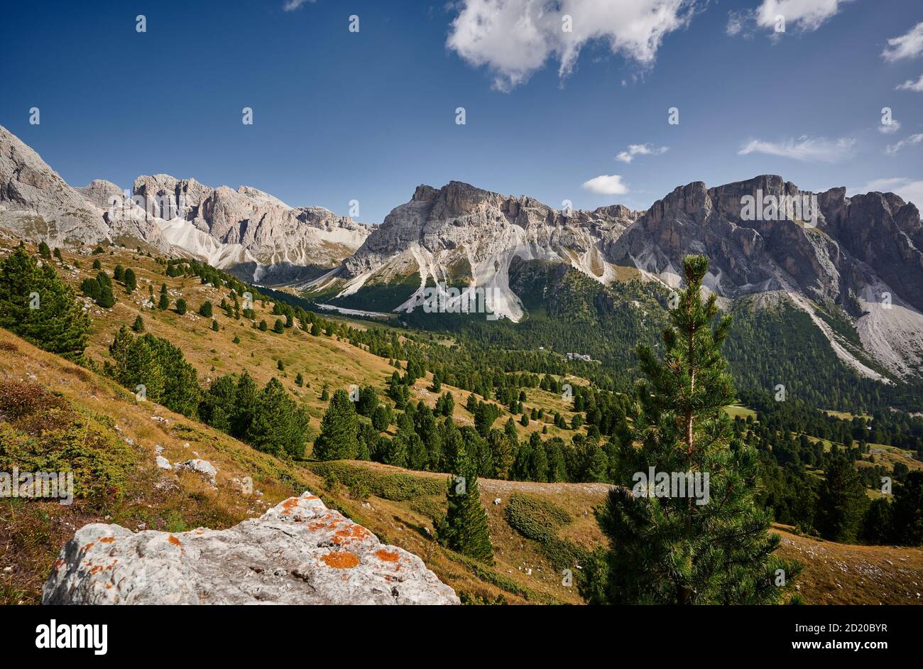Geisler Gruppe, Naturpark Puez-Geisler, Wolkenstein, Südtirol, Italien Stockfoto