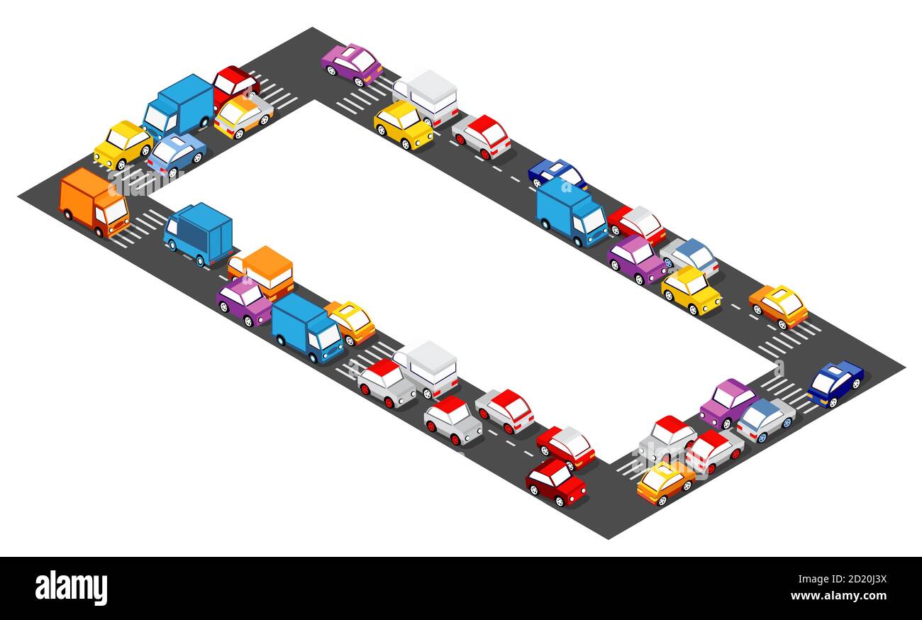 Isometric Asphalt, Transport, Transport Crossroads Autobahnen Stock Vektor