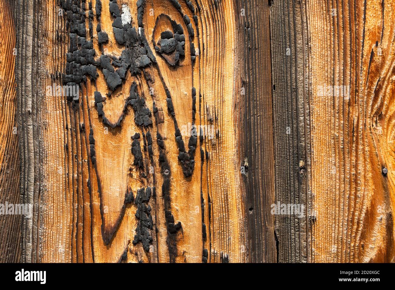 Holzmaserung auf Gebäude, Naoshima, Japan Stockfoto