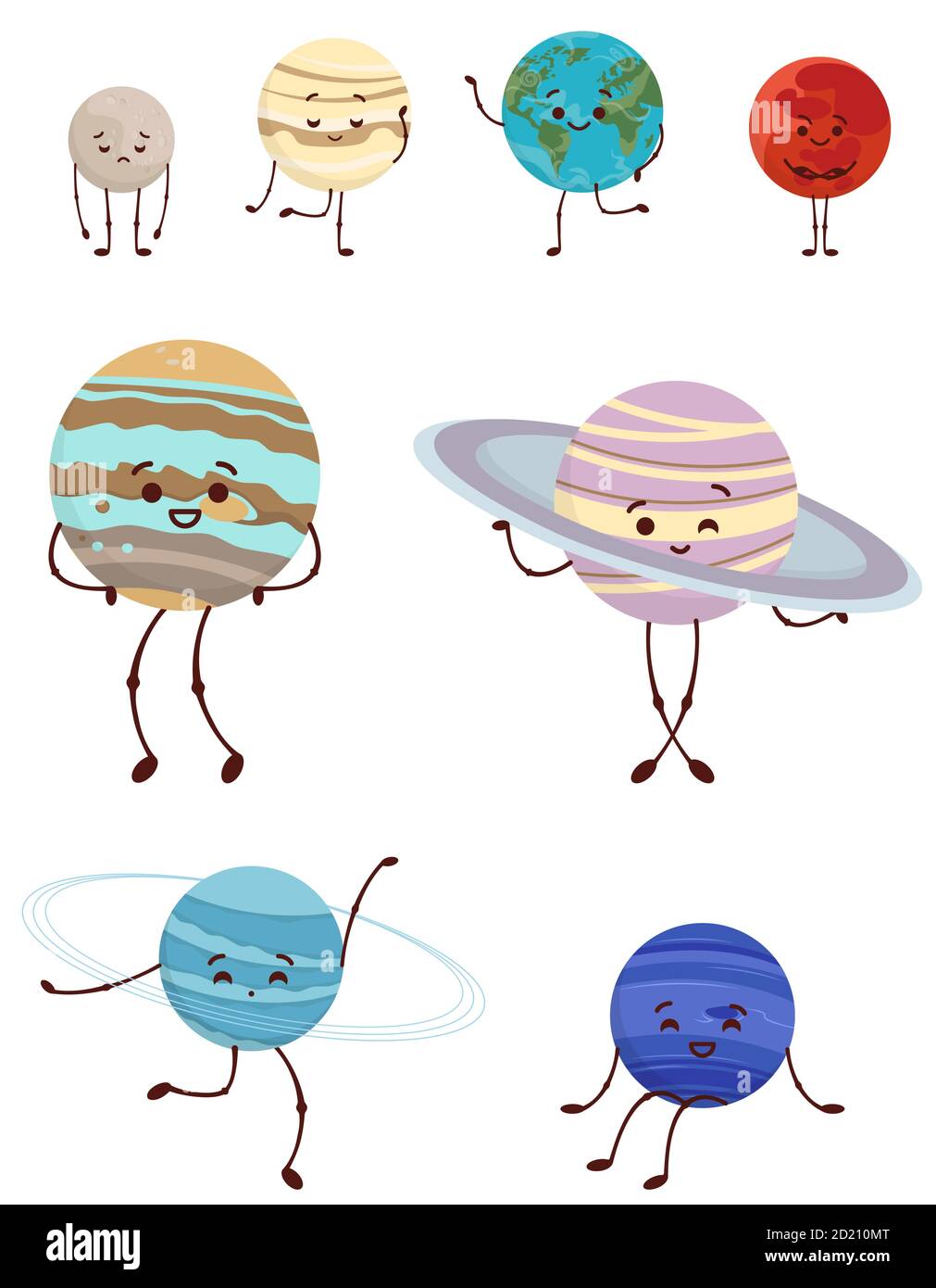 Planeten des Sonnensystems. Space Zeichen im Cartoon-Stil. Stock Vektor
