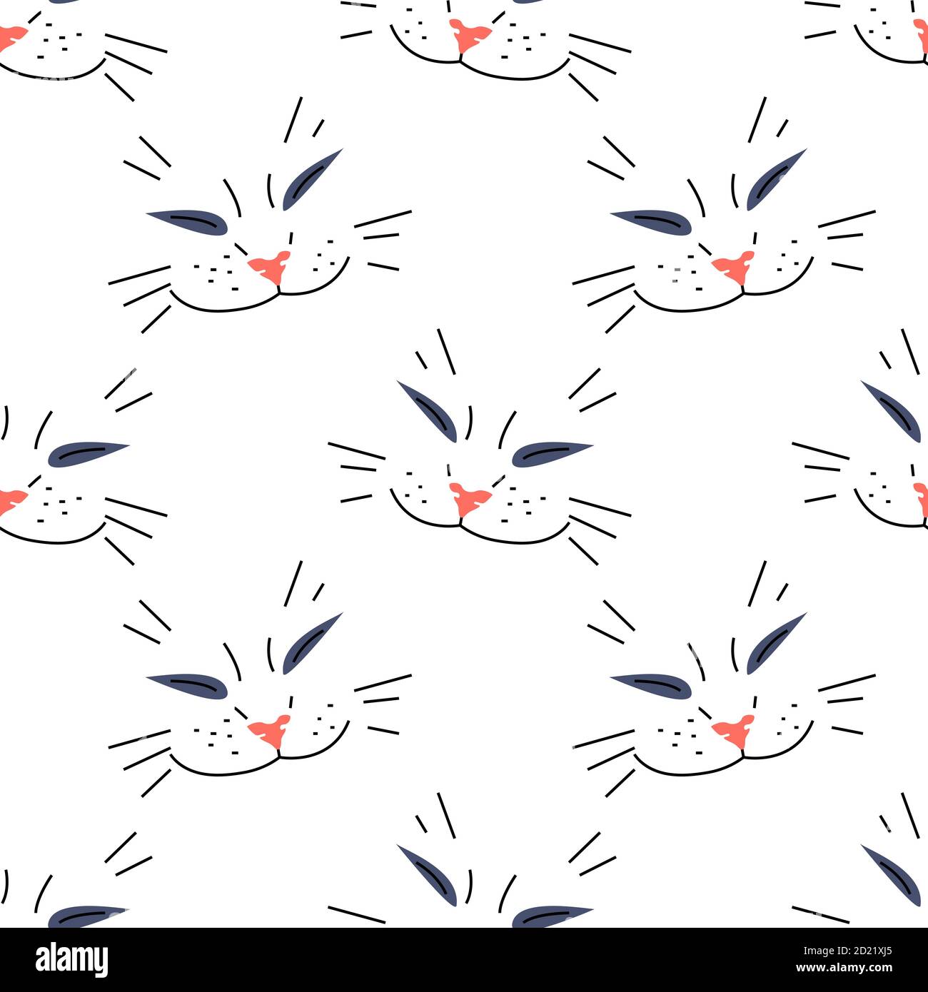 Nahtloses Muster mit Katzen lächelnden Gesichtern. Stock Vektor