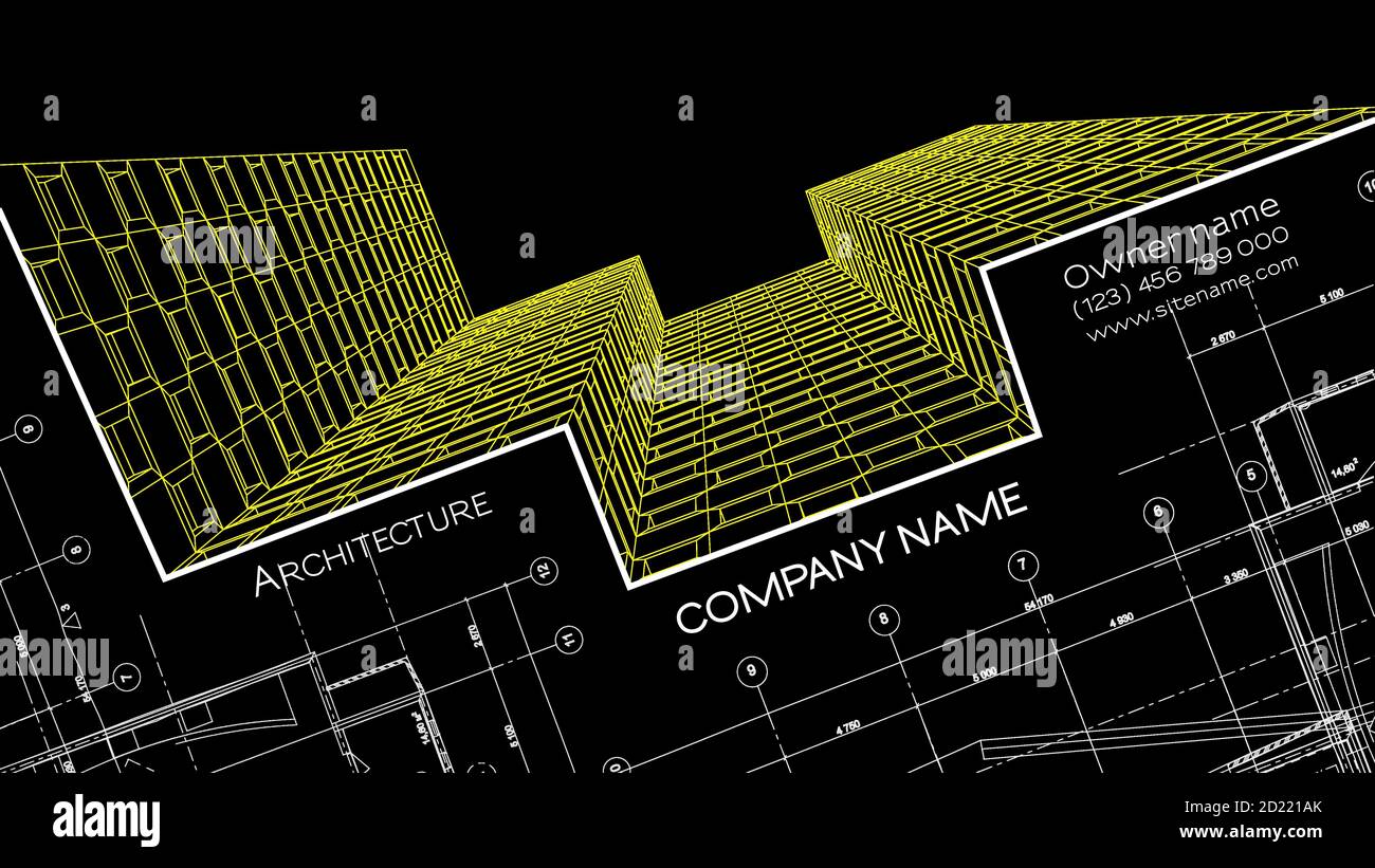 Elegante Visitenkarte für einen Architekten. Abstrakte Vektorgrafik. 3d Architekturhintergrund für Banner, Poster Stock Vektor