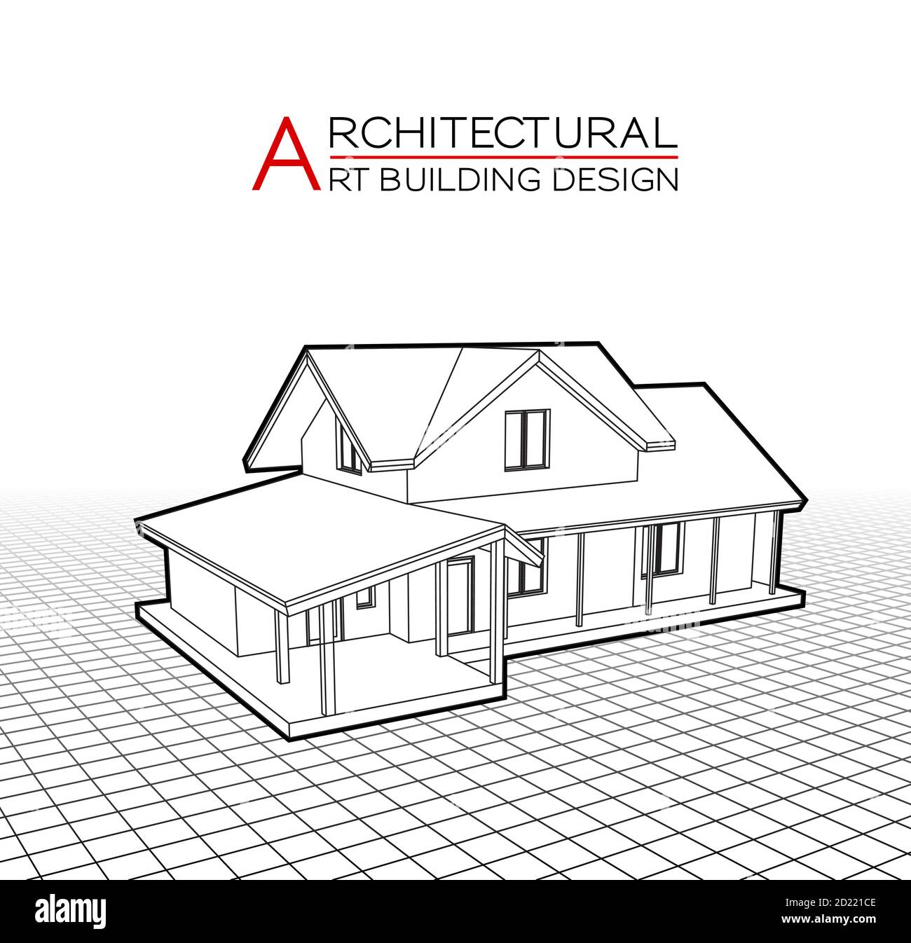 Moderner Hausbau Vektor. Architekturzeichnungen 3d-Illustration Stock Vektor