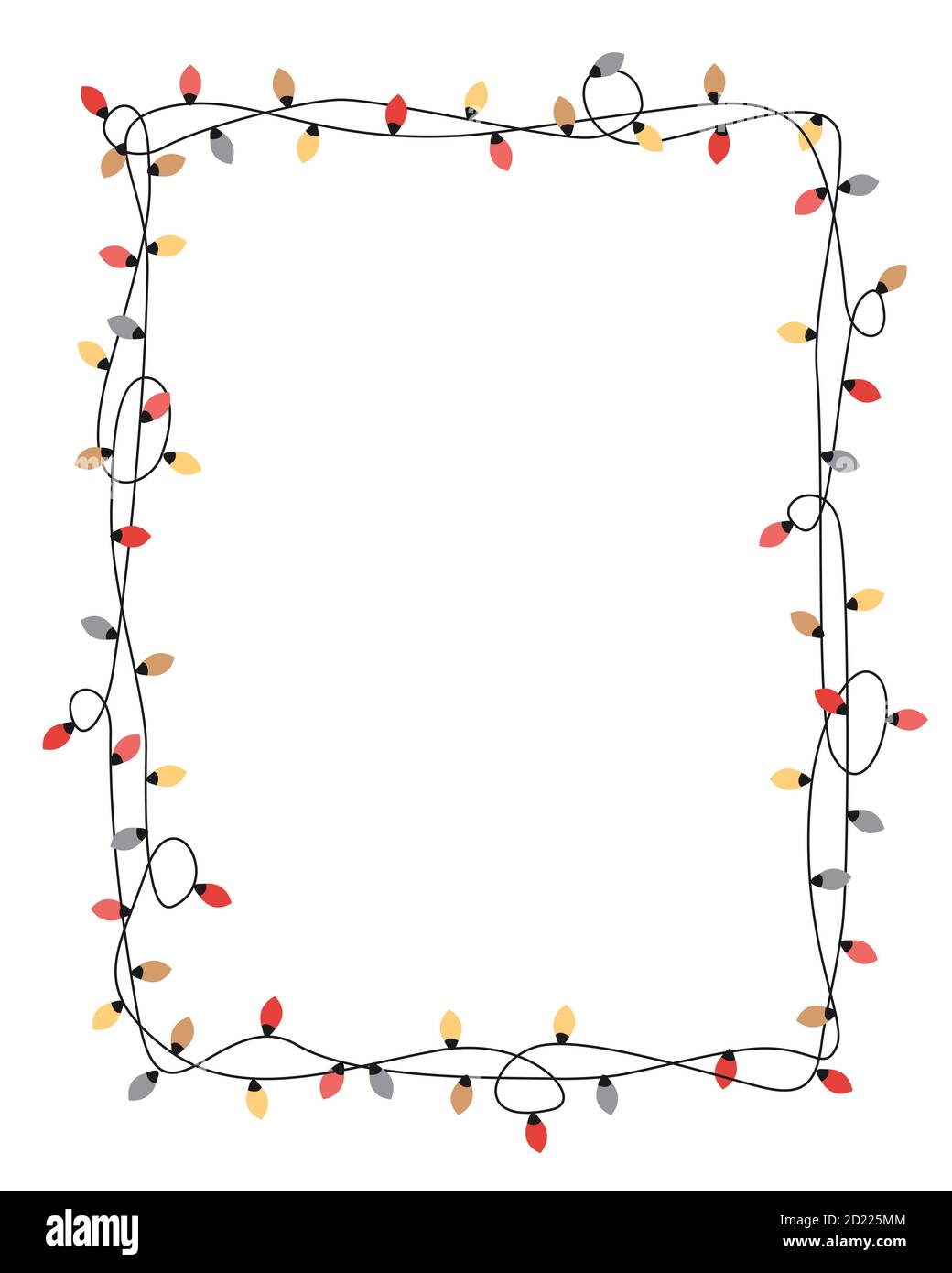 Xmas Glühbirnen Rahmen, vertikale rechteckige Form. Einfache, aber niedliche Weihnachten handgezeichneten Rahmen. Vektorgrafik Stock Vektor